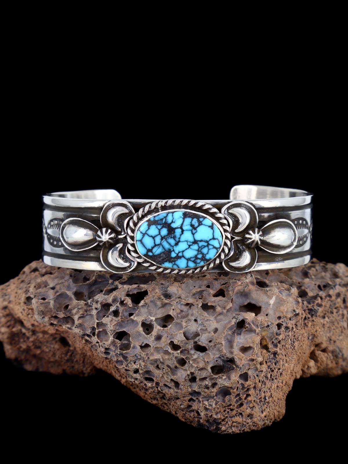 Navajo Jewelry Bracelet en argent sterling Dry Creek Turquoise Thunderbird