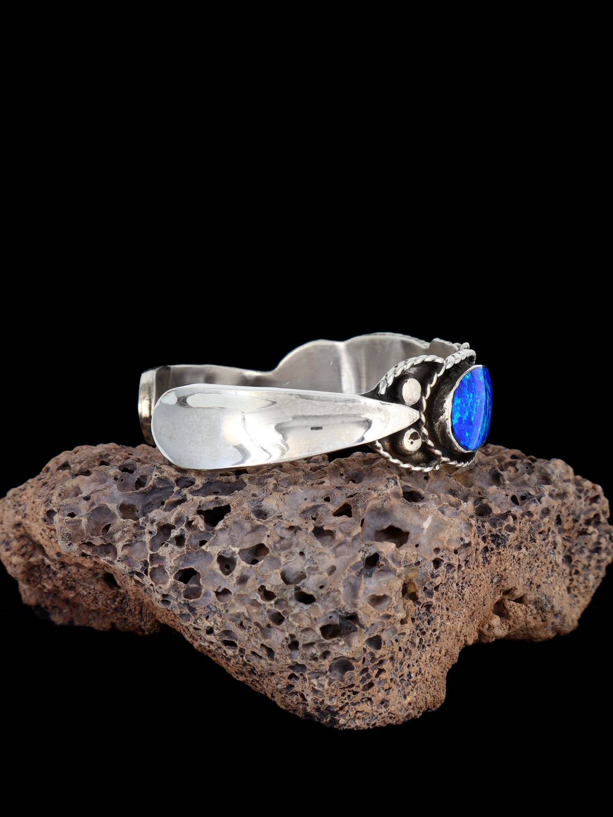 Zuni Jewelry Sterling Silver Blue Opalite Cuff Bracelet