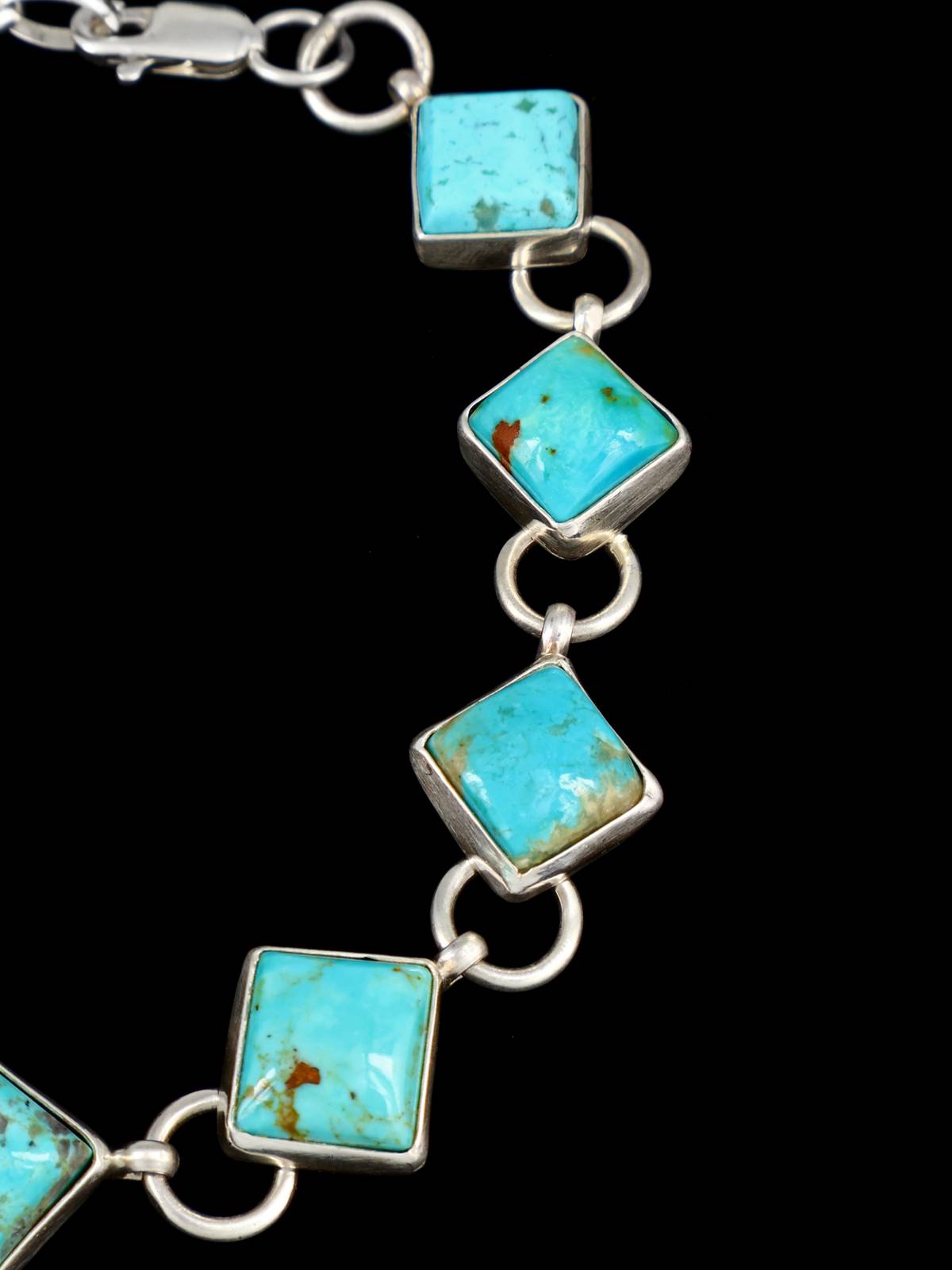 Native American Turquoise Sterling Silver Link Bracelet