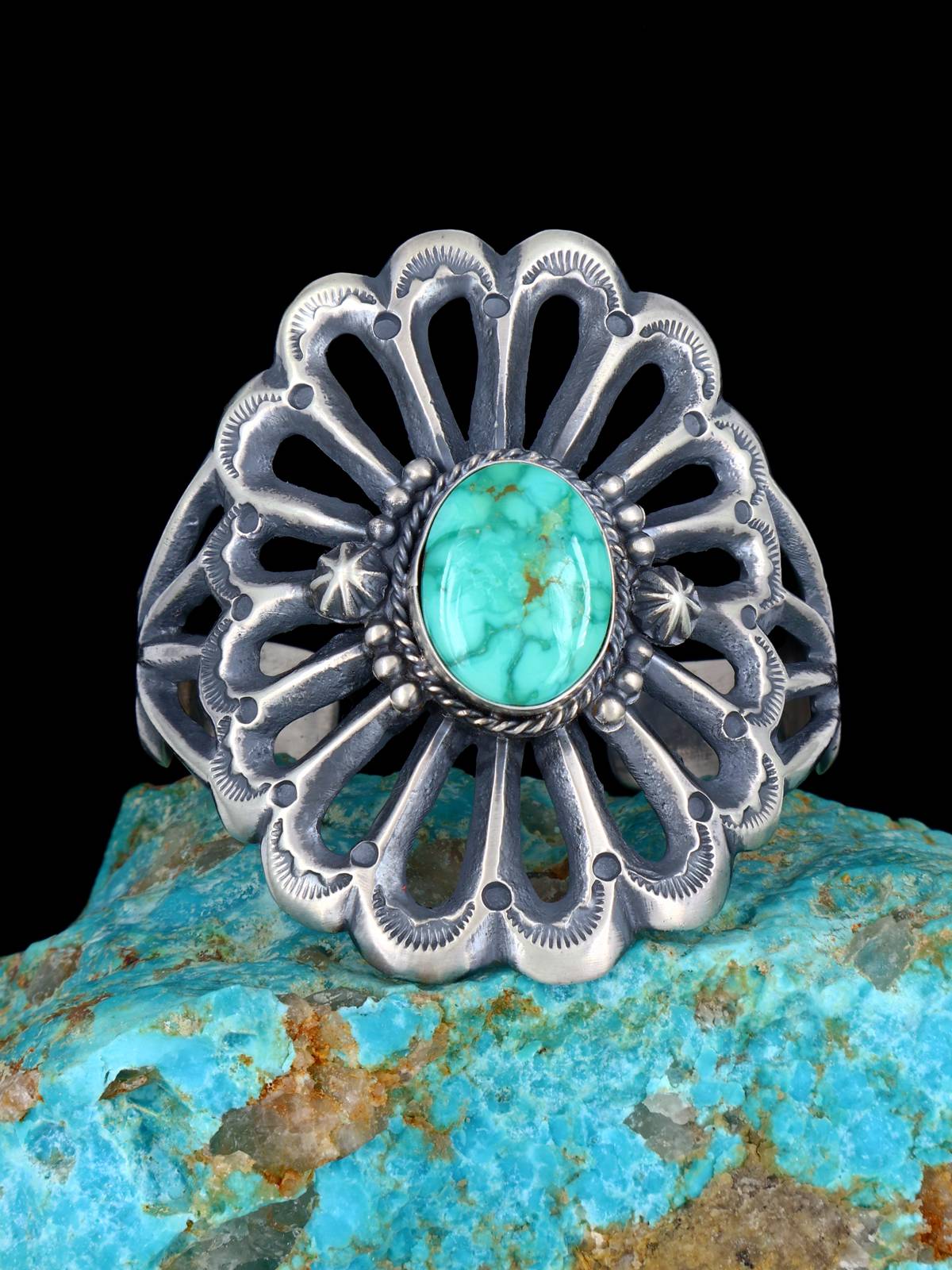 Navajo Emerald Valley Turquoise Sterling Silver Cuff Bracelet