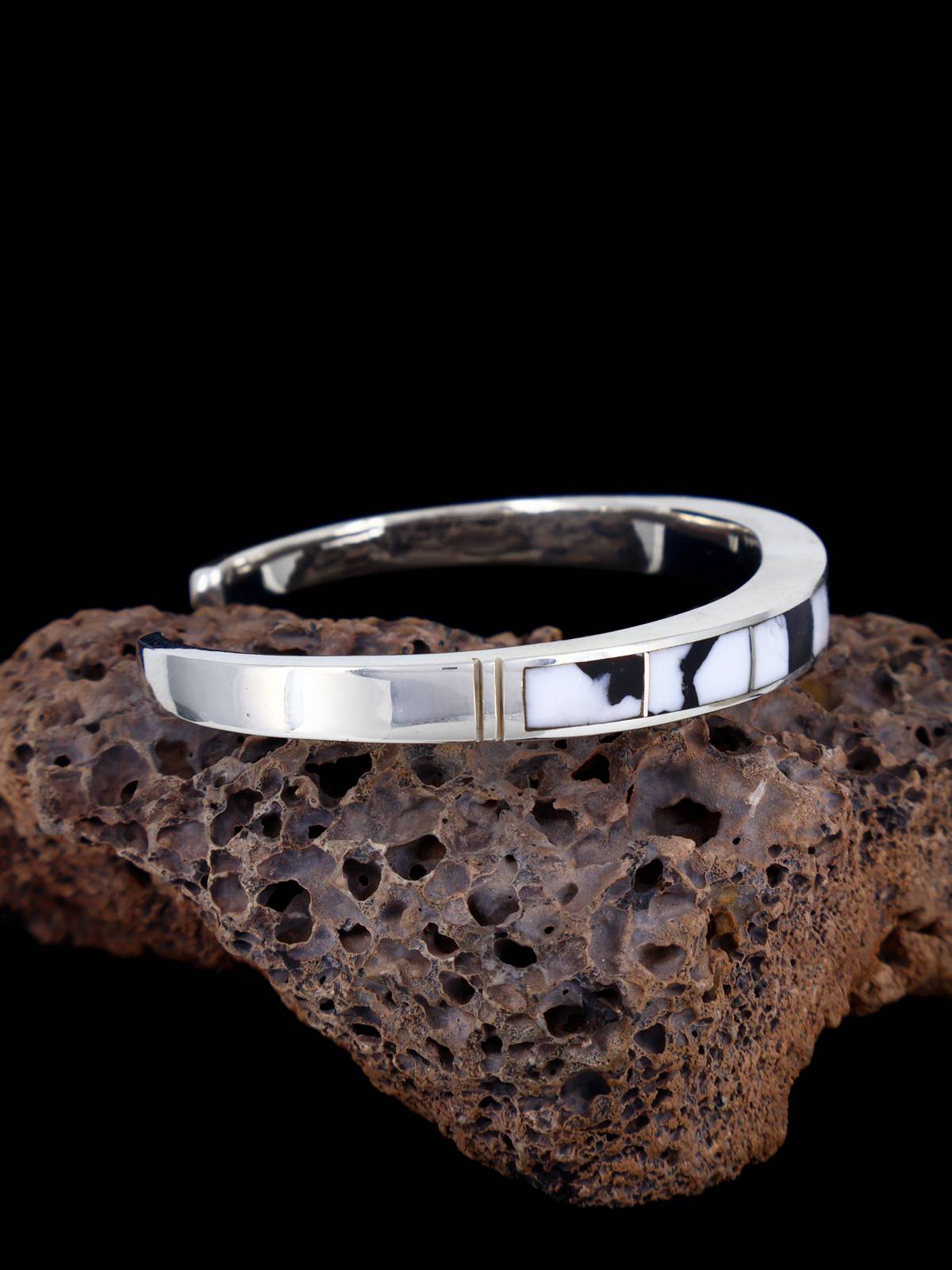 Native American White Buffalo Inlay Cuff Bracelet