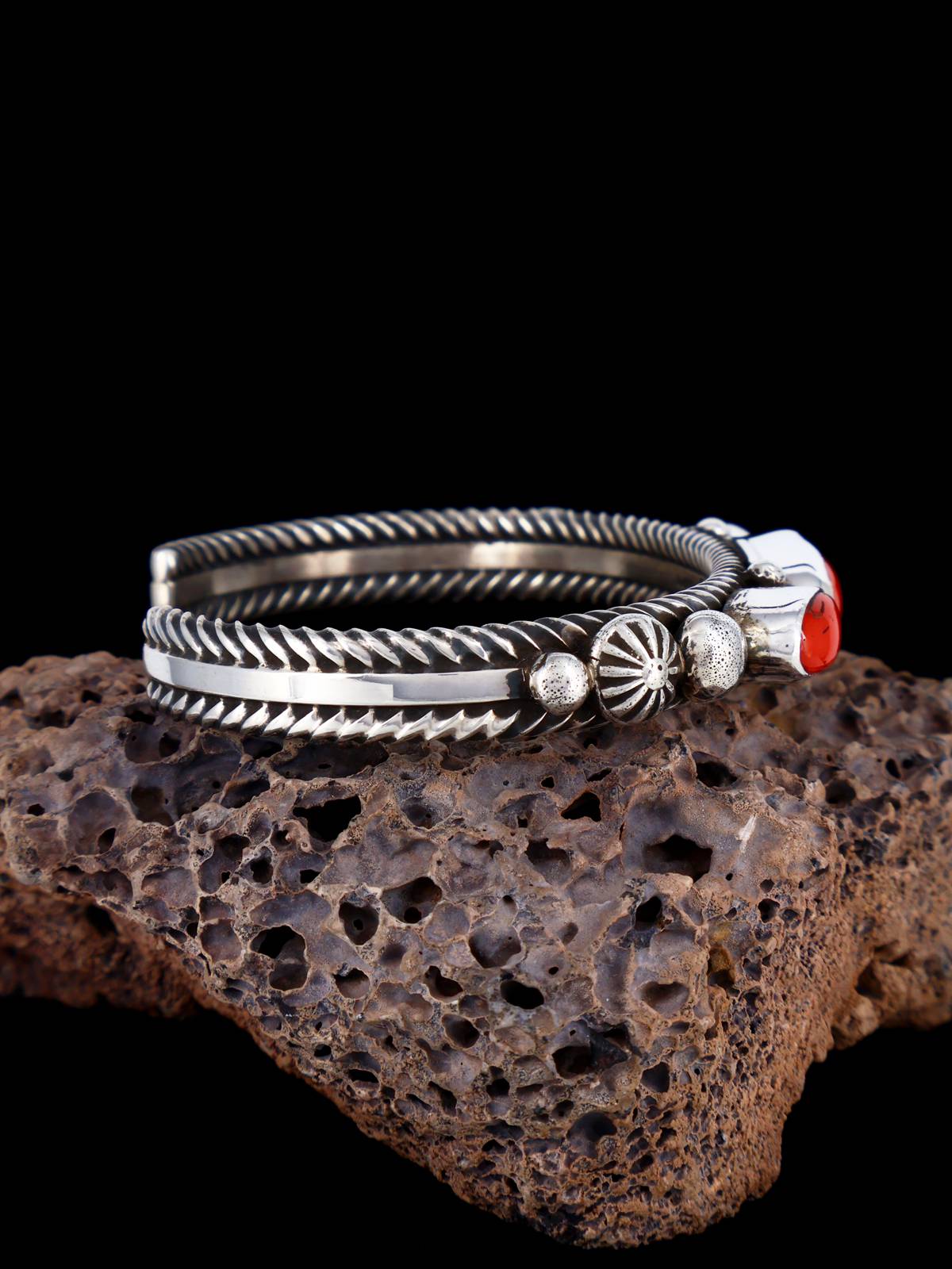 Native American Jewelry Natural Mediterranean Coral Cuff Bracelet