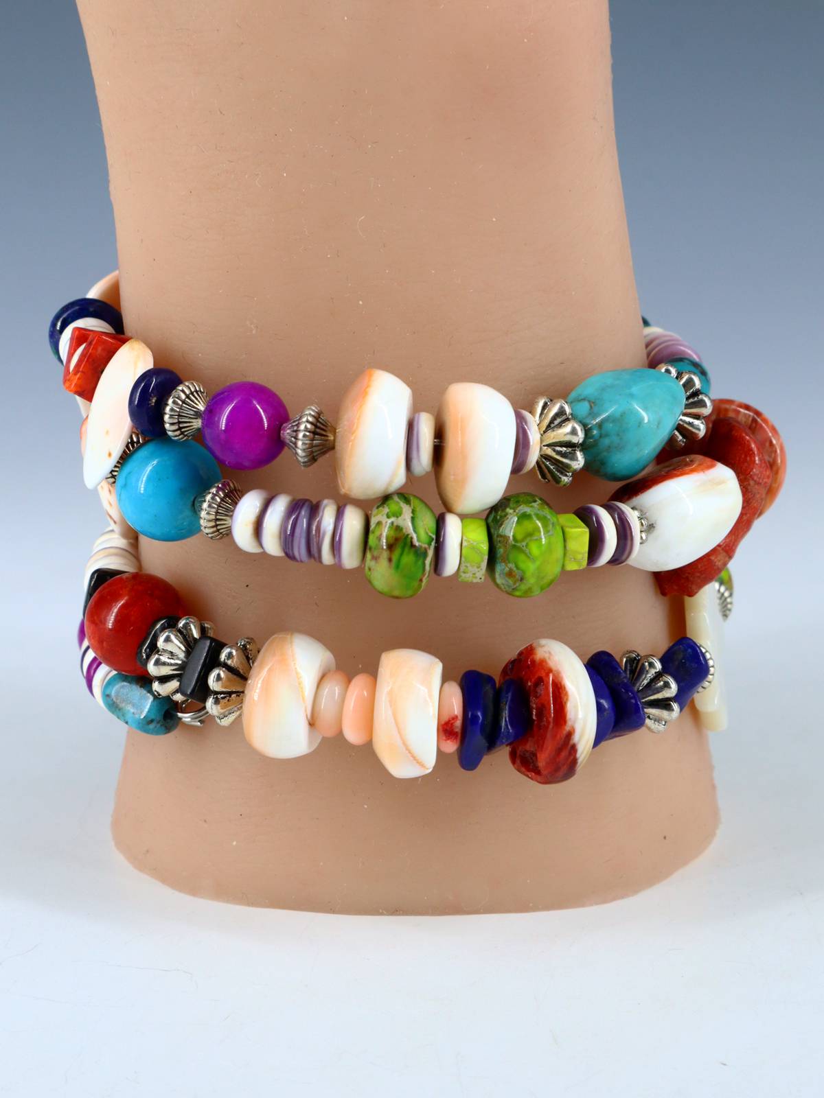 Native American Wampum Shell Treasure Beaded Wrap Bracelet