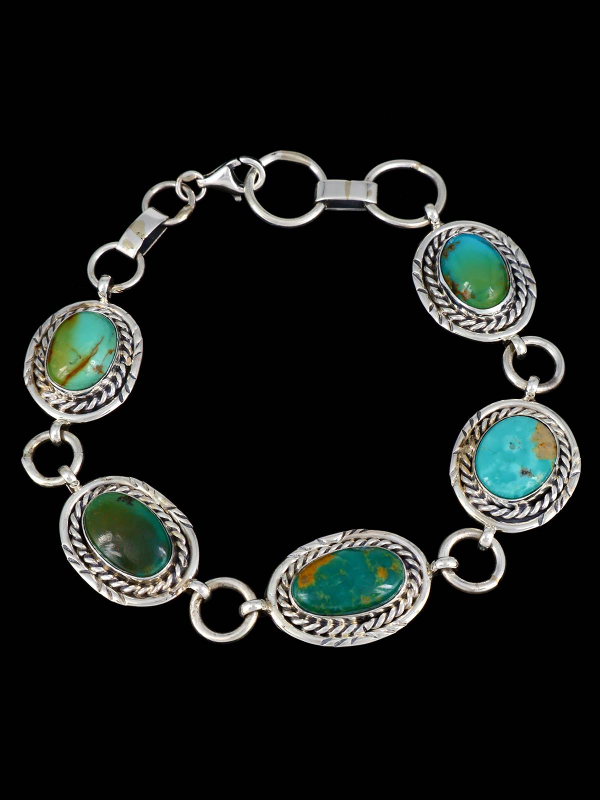 Native American Turquoise Sterling Silver Link Bracelet