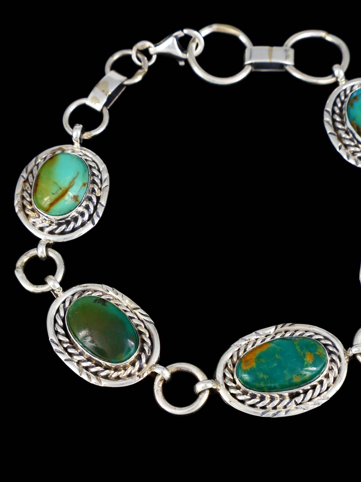 Native American Turquoise Sterling Silver Link Bracelet