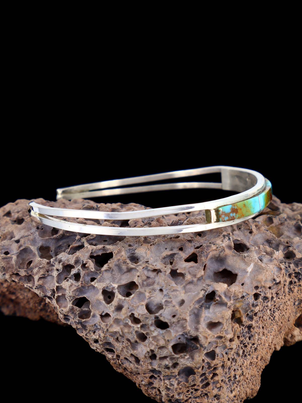 Bracelet amérindien incrusté de turquoise Zuni