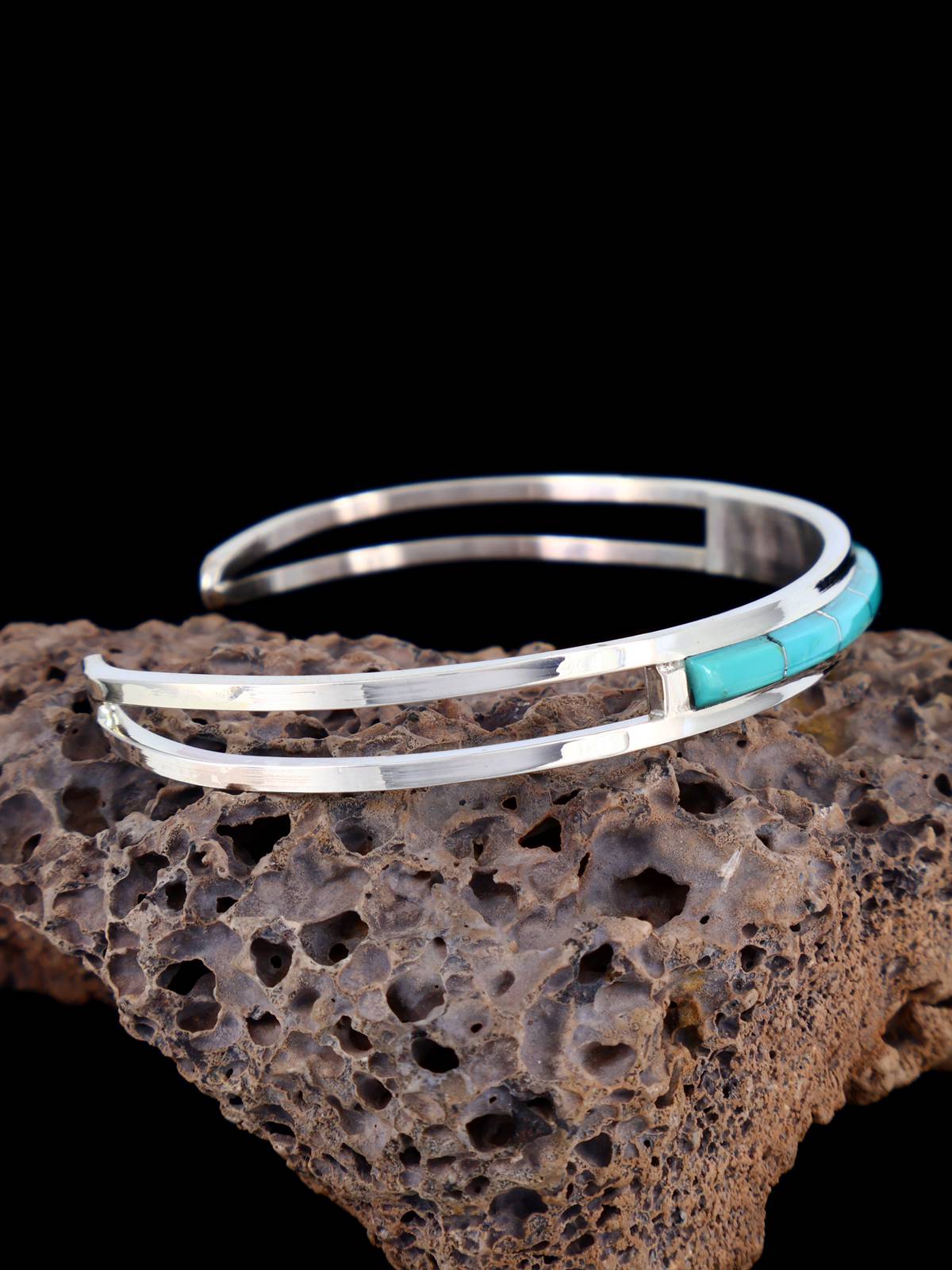 Native American Zuni Turquoise Inlay Cuff Bracelet