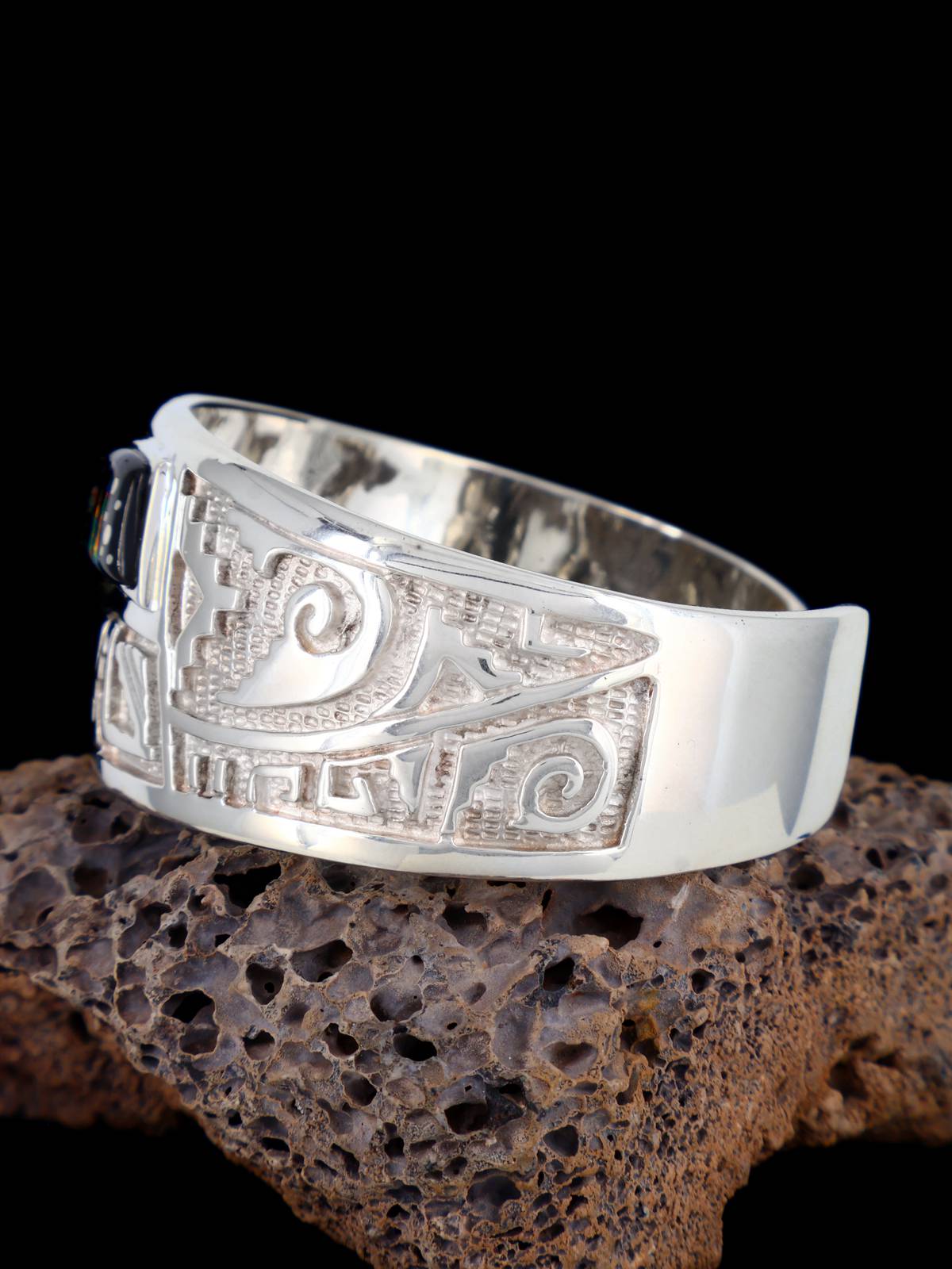 Navajo Sterling Silver Night Sky Inlay Bracelet