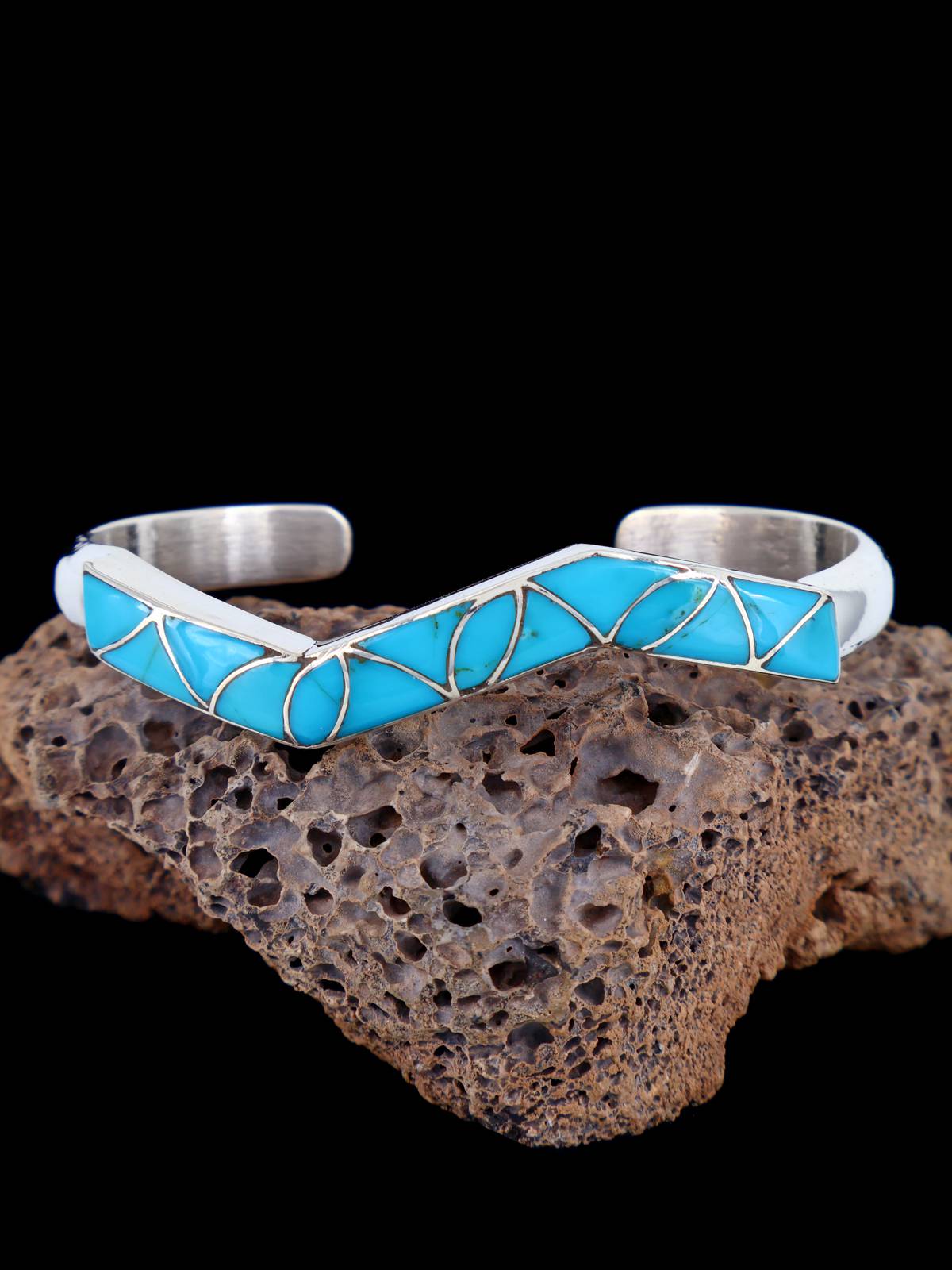 Pulsera con incrustaciones de turquesa Zuni nativo americano
