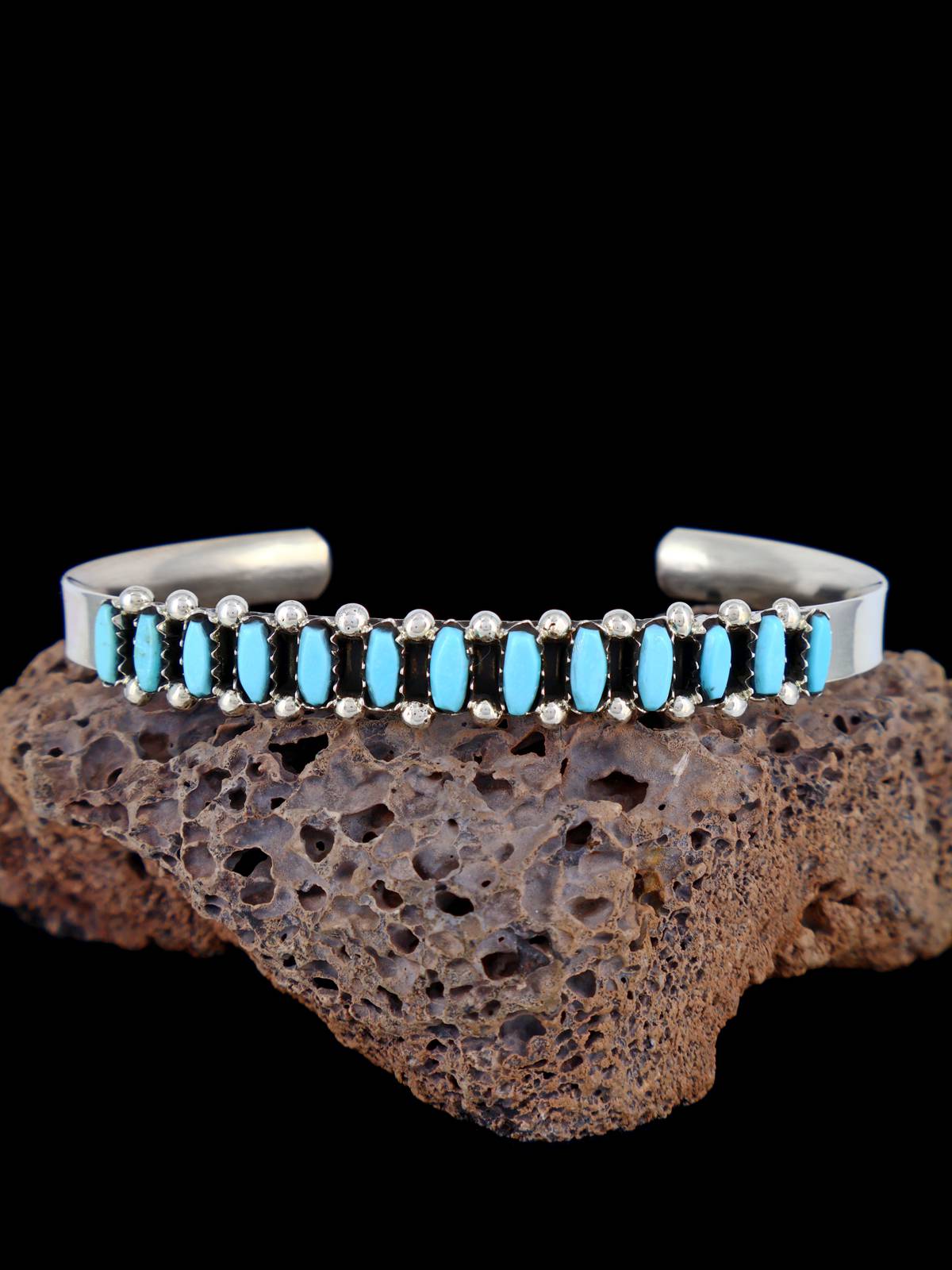 Pulsera Zuni de punta de aguja turquesa de plata de ley