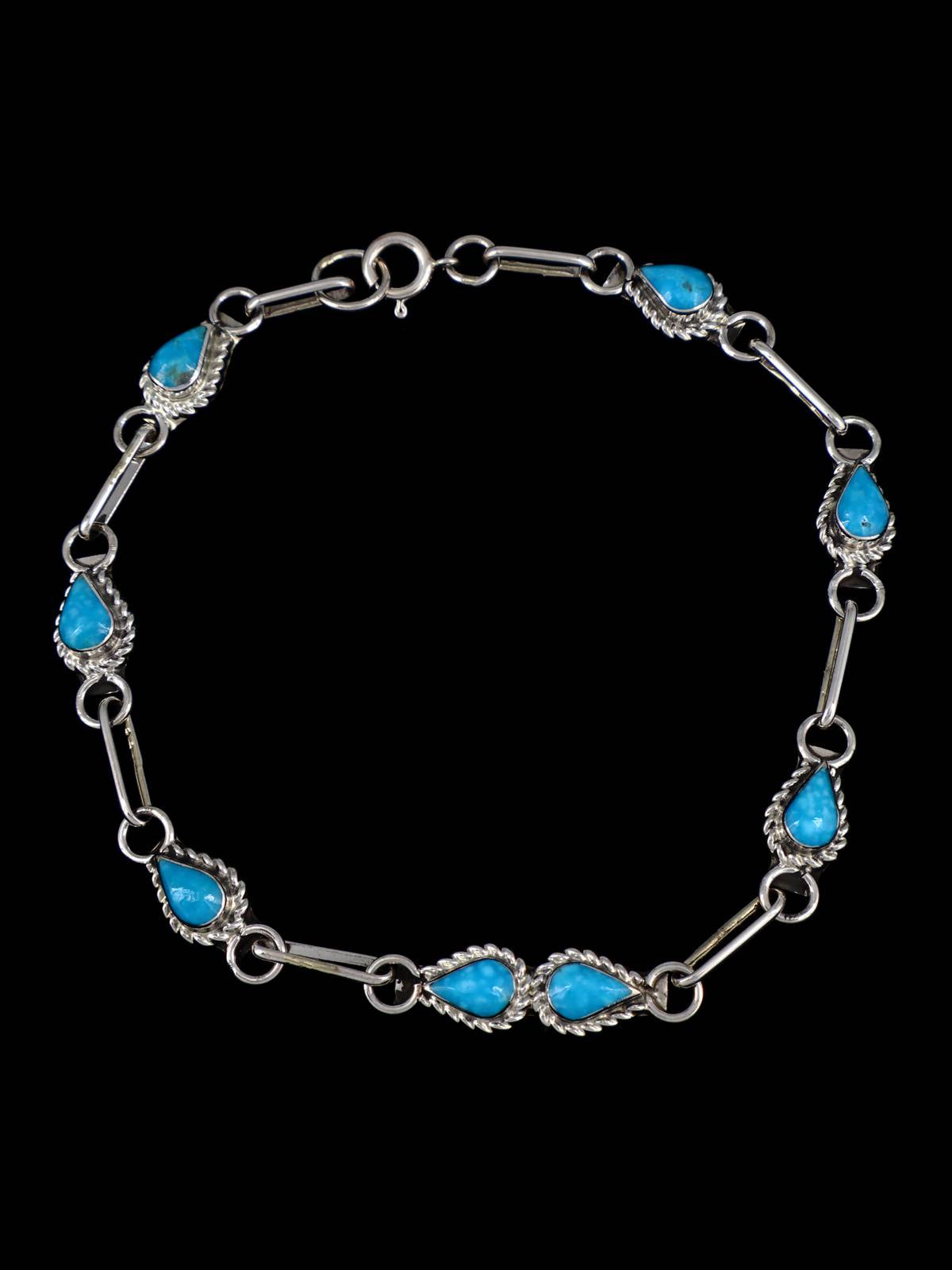 Pulsera de eslabones turquesa de plata de ley de nativos americanos
