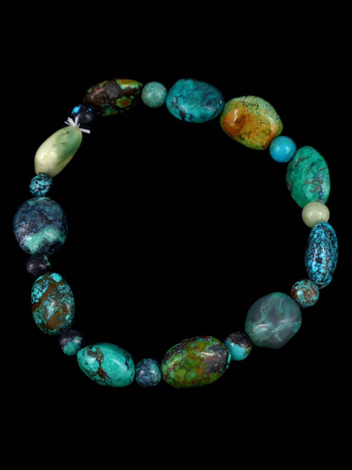 Navajo Cloud Mountain Turquoise Stretch Bracelet - PuebloDirect.com