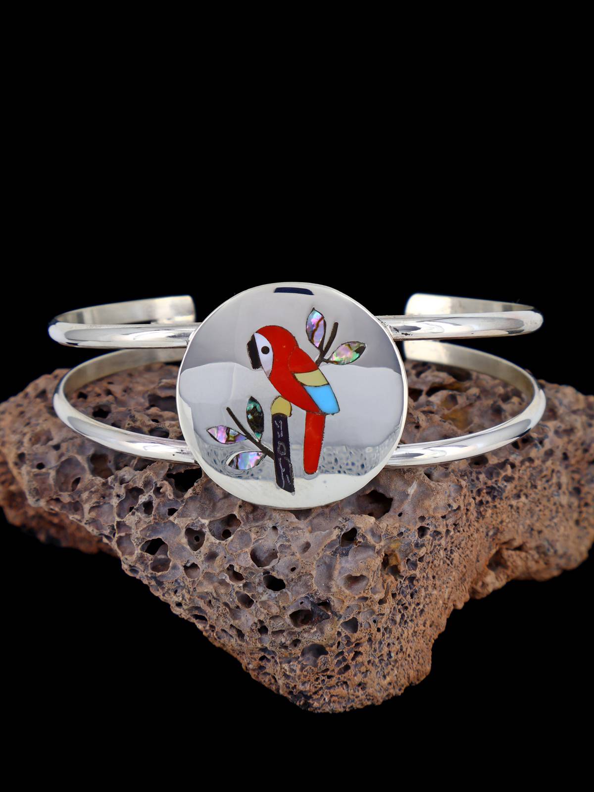 Native American Zuni Pueblo Inlay Bird Bracelet - PuebloDirect.com