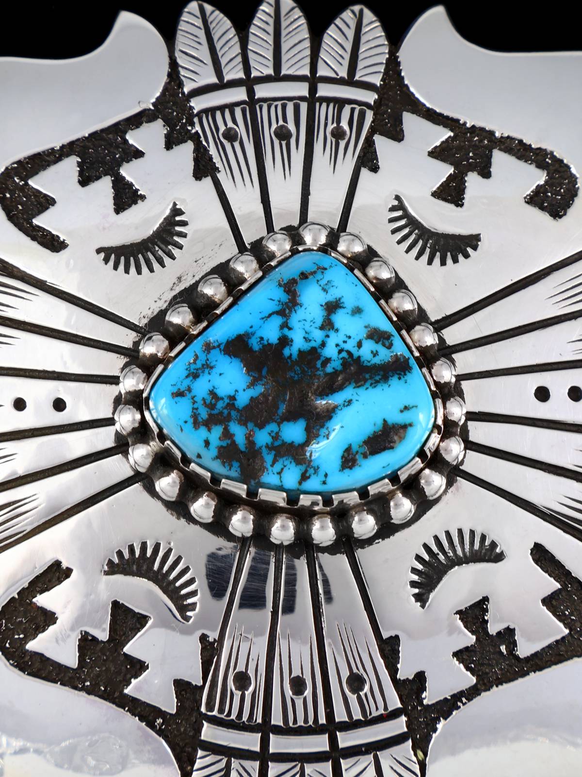 Native American Sterling Silver Turquoise Overlay Pin Pendant