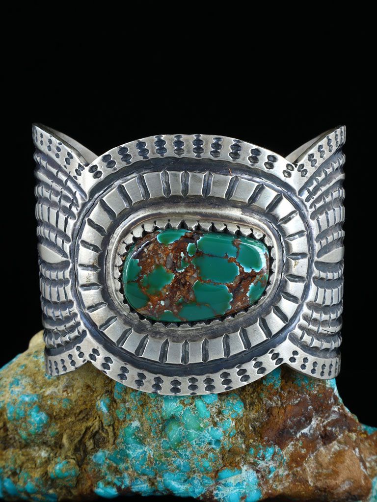 Native American Sterling Silver Royston Turquoise Bracelet - PuebloDirect.com