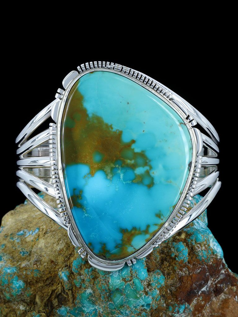 Native American Jewelry Blue Moon Turquoise Cuff Bracelet - PuebloDirect.com