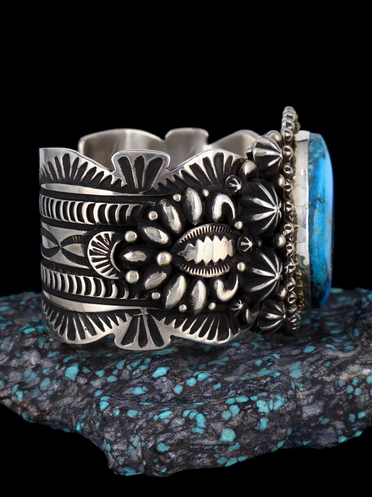 Native American Sterling Silver Natural Turquoise Cuff Bracelet - PuebloDirect.com