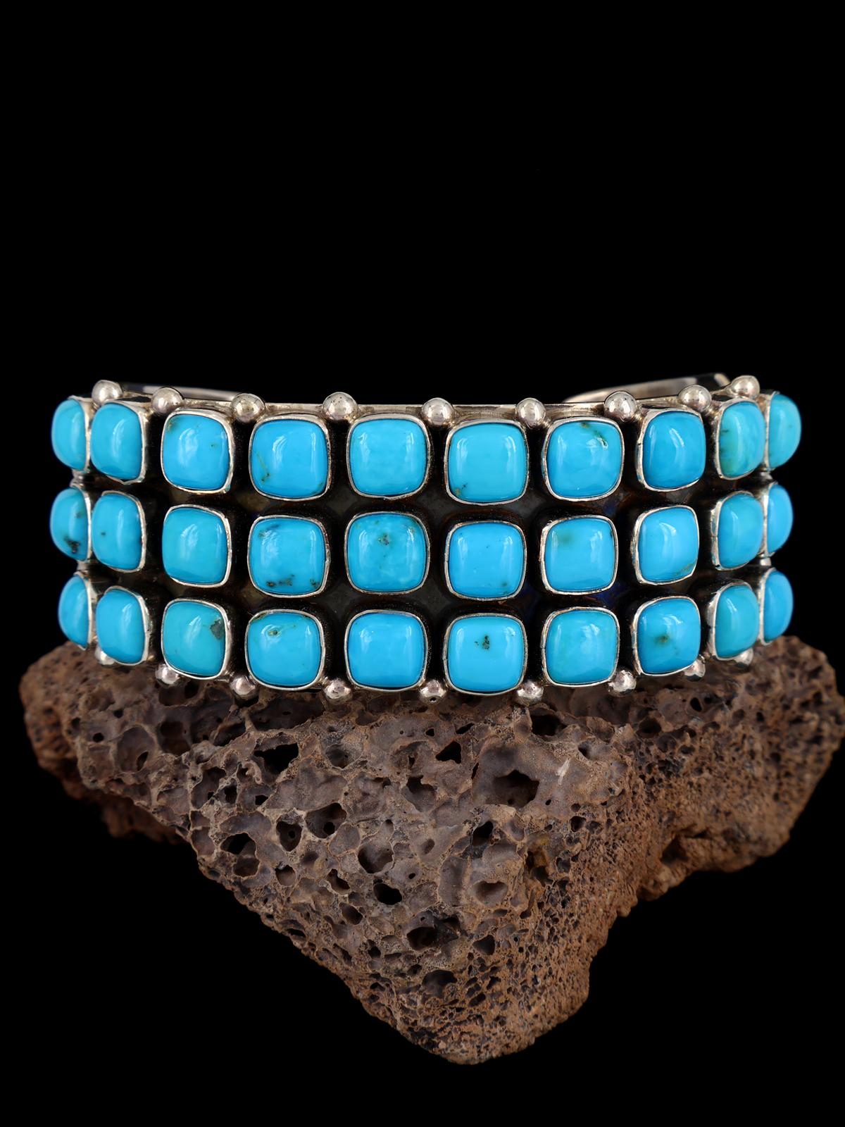 Native American Sleeping Beauty Turquoise Sterling Silver Cuff Bracelet - PuebloDirect.com
