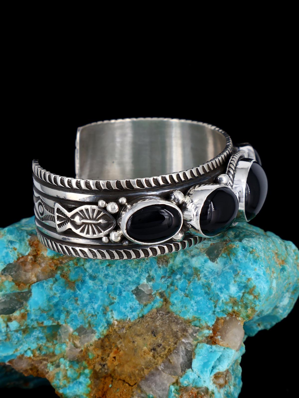 Navajo Jewelry Black Onyx Cuff Bracelet