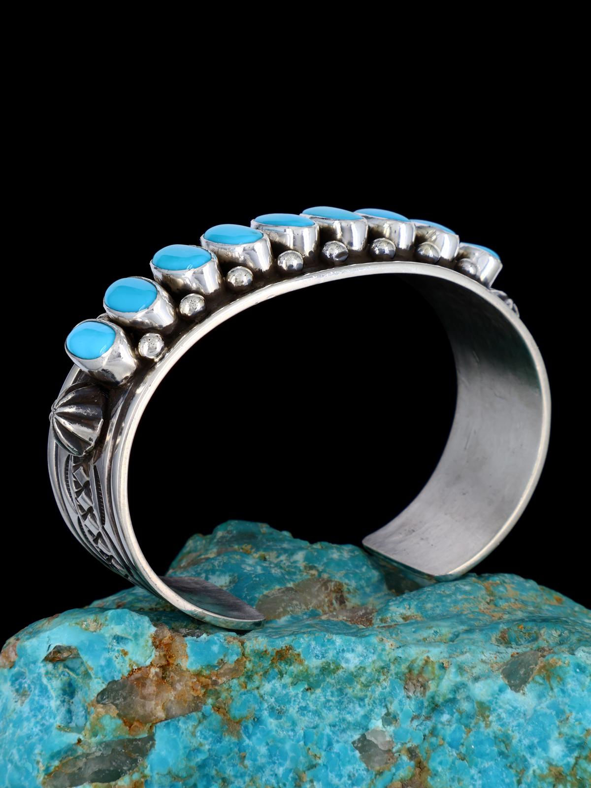 Pulsera de puño turquesa Natural Golden Hill de joyería nativa americana