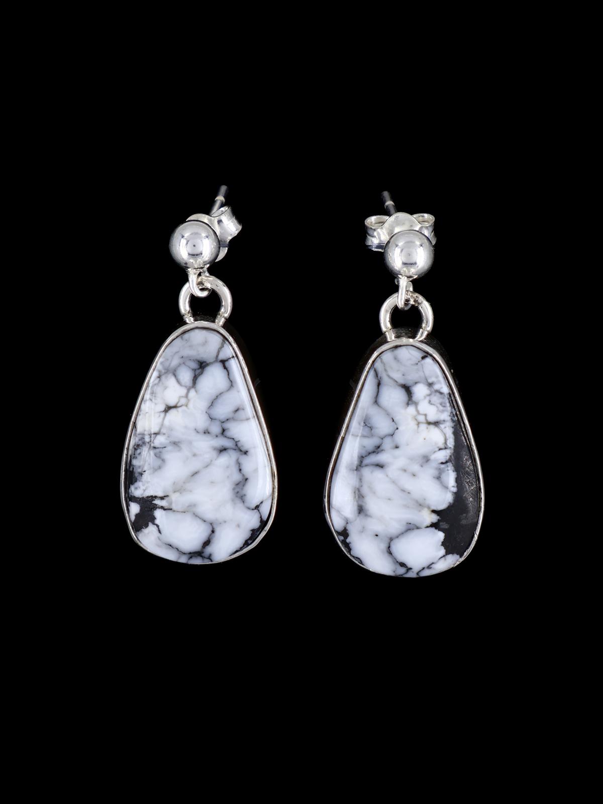 Navajo White Buffalo Sterling Silver Post Earrings