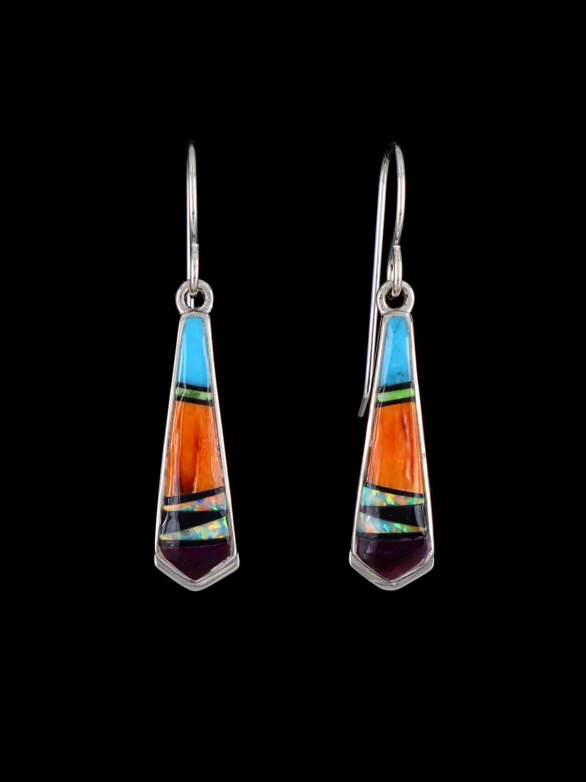 Boucles d'oreilles incrustées de plusieurs pierres en argent sterling