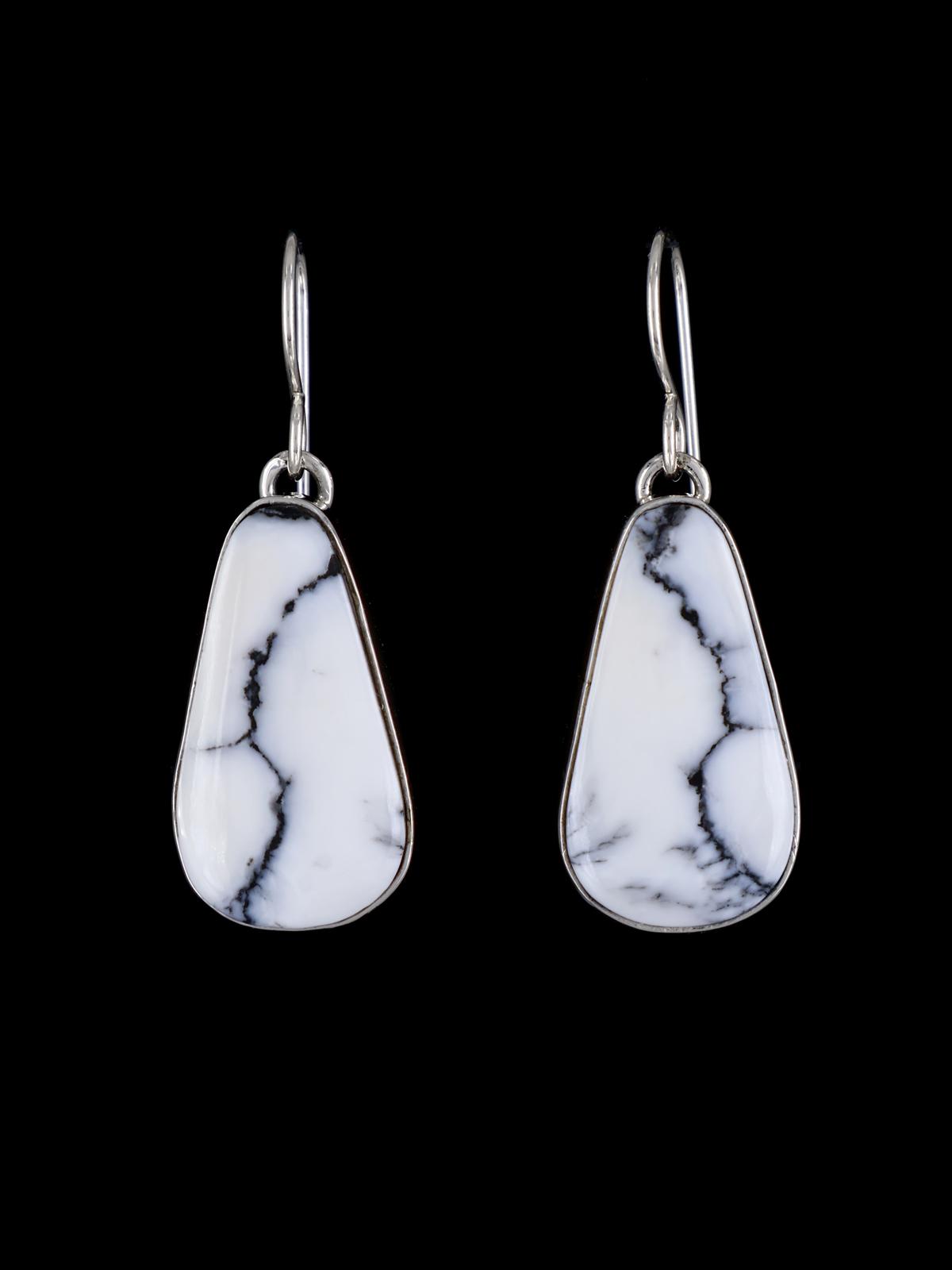 Navajo White Buffalo Sterling Silver Dangle Earrings