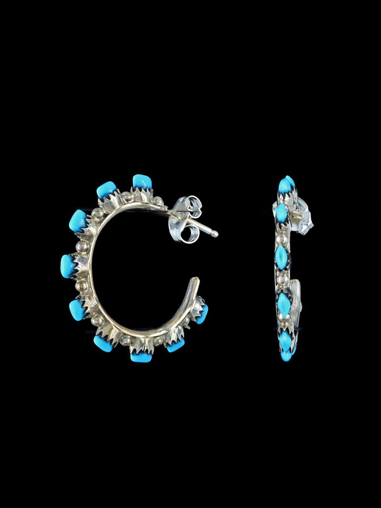 Zuni Turquoise Hoop Post Earrings - PuebloDirect.com