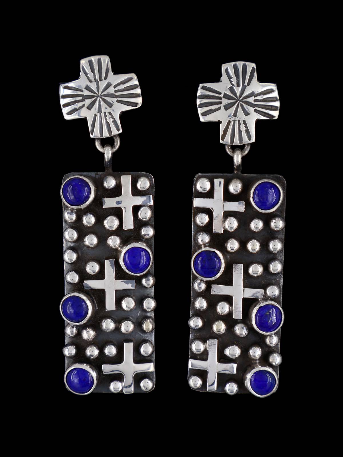 Native American Jewelry Lapis Droplet Post Earrings - PuebloDirect.com