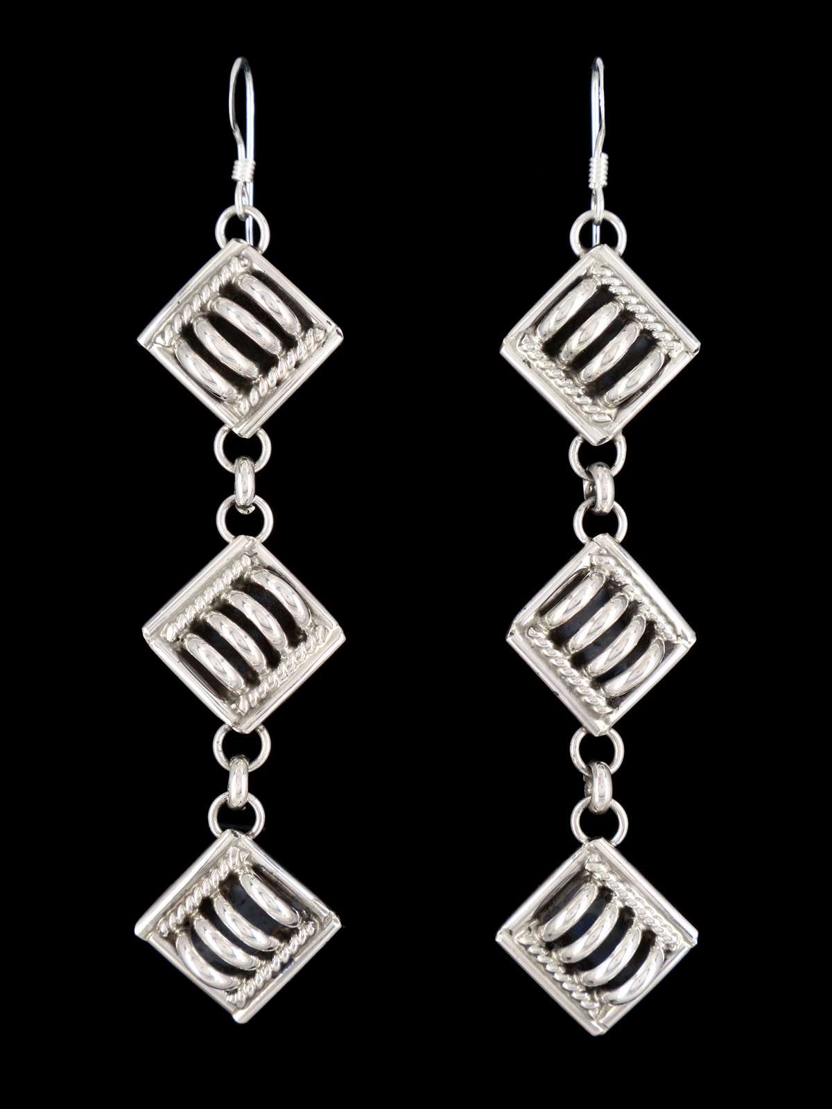 Pendientes colgantes de plata de ley navajo