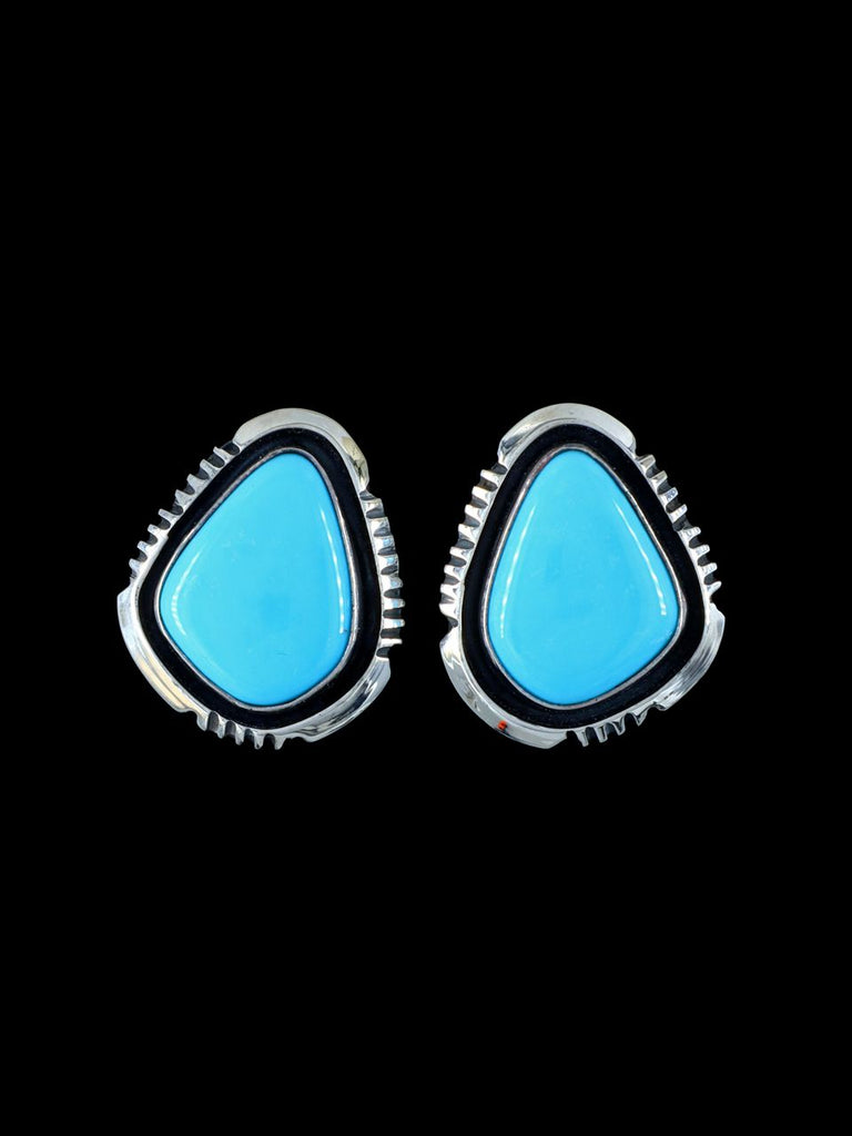 Navajo Turquoise Sterling Silver Post Earrings - PuebloDirect.com