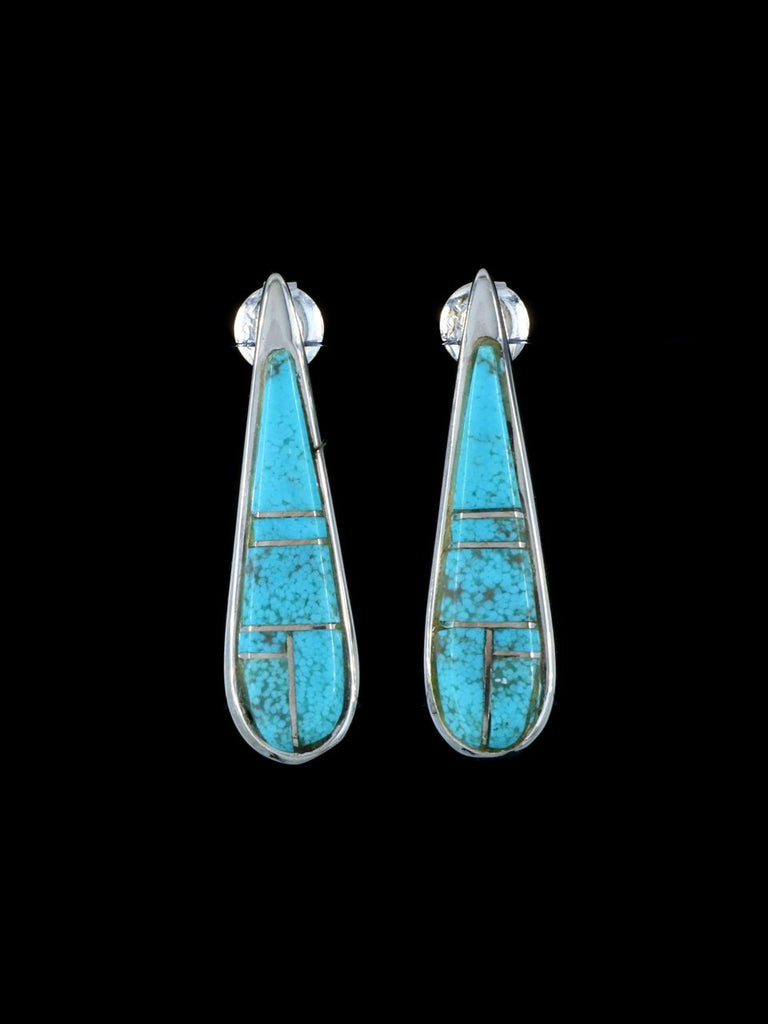 Navajo Turquoise Inlay Post Earrings - PuebloDirect.com