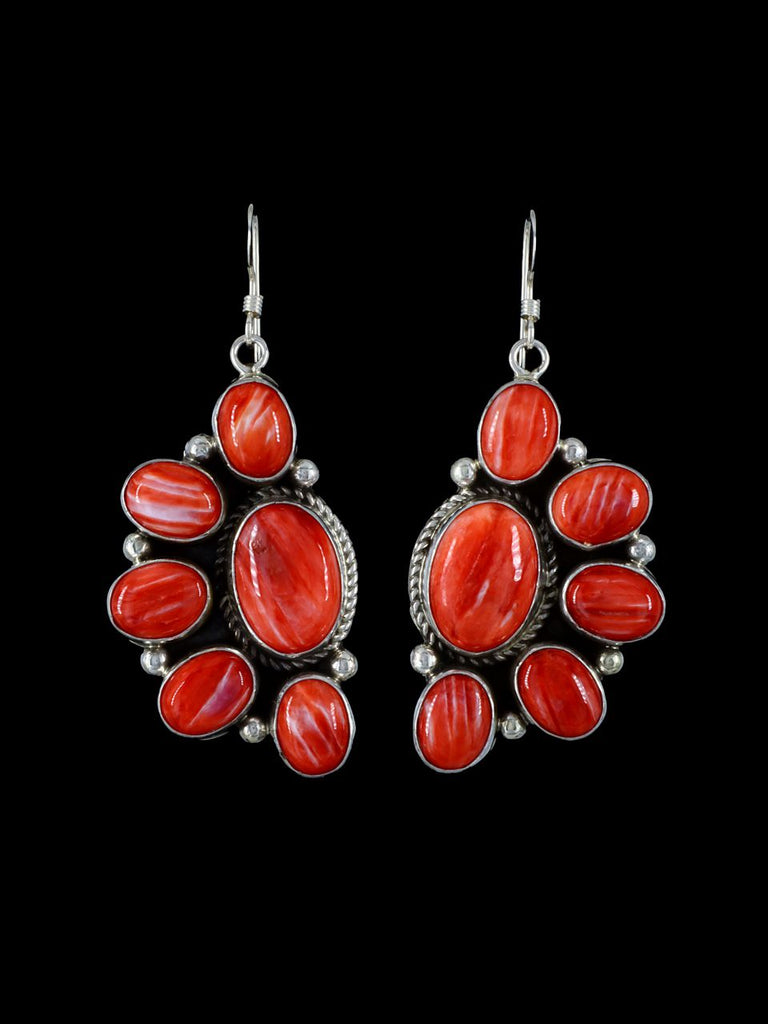 Navajo Spiny Oyster Sterling Silver Dangle Earrings - PuebloDirect.com