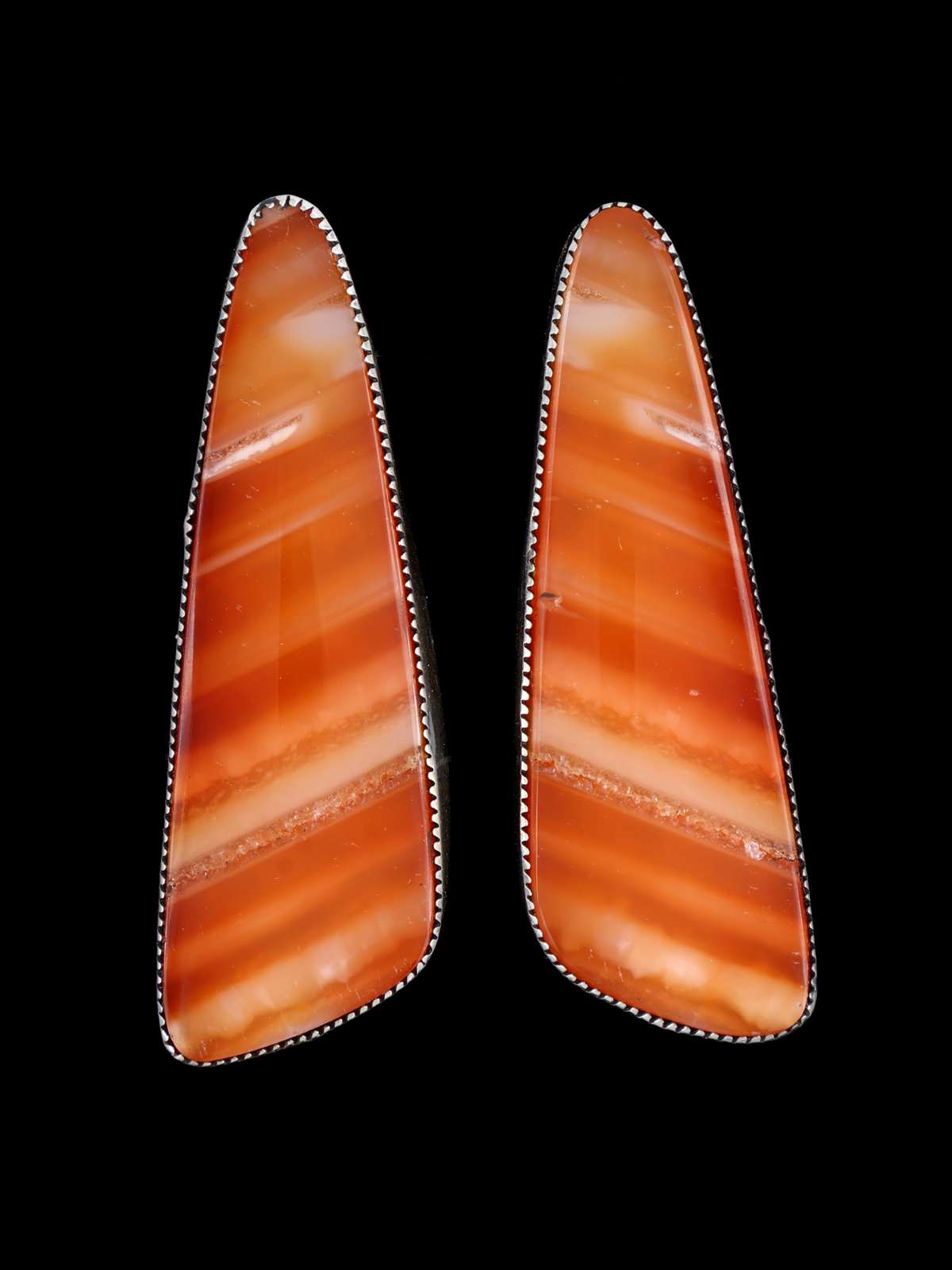 Navajo Agate Sterling Silver Post Earrings - PuebloDirect.com