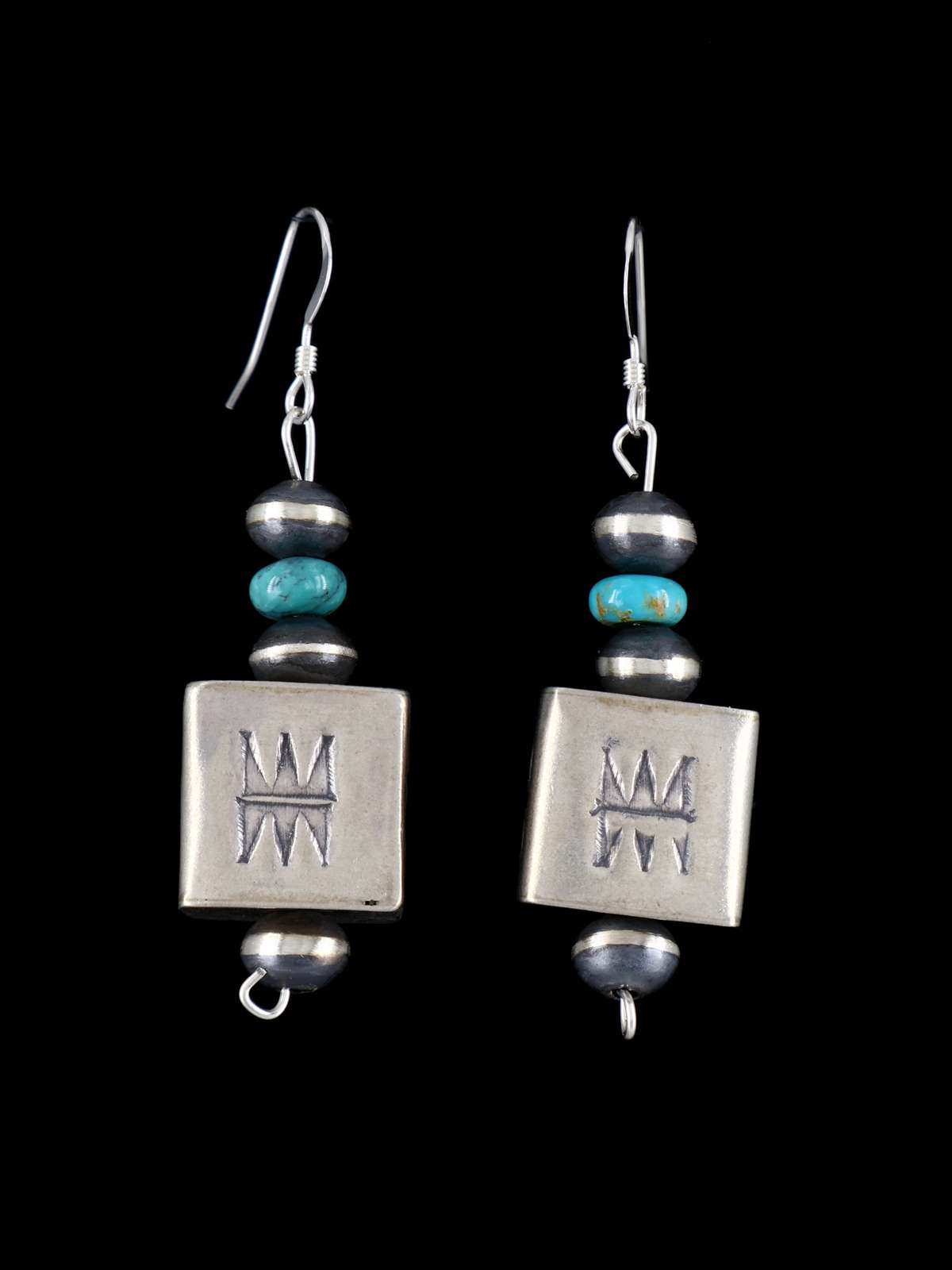 Pendientes de cuentas de plata de ley con ostras espinosas y turquesas