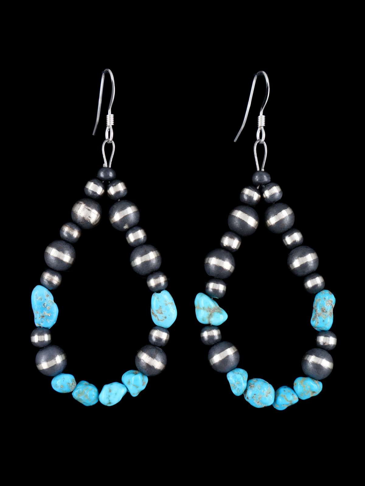 Pendientes de cuentas de plata de ley con ostras espinosas y turquesas