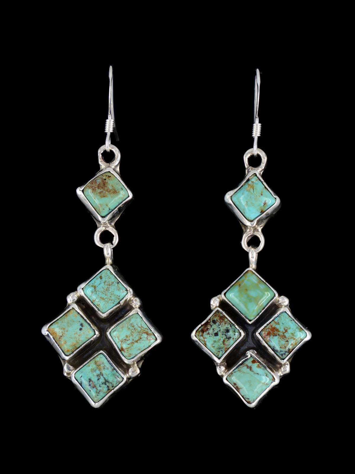 Pendientes de poste de plata de ley turquesa de oro navajo de Sonora