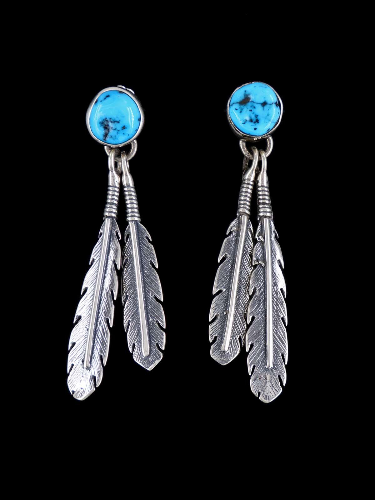 Pendientes de poste de joyería nativa americana turquesa Kingman