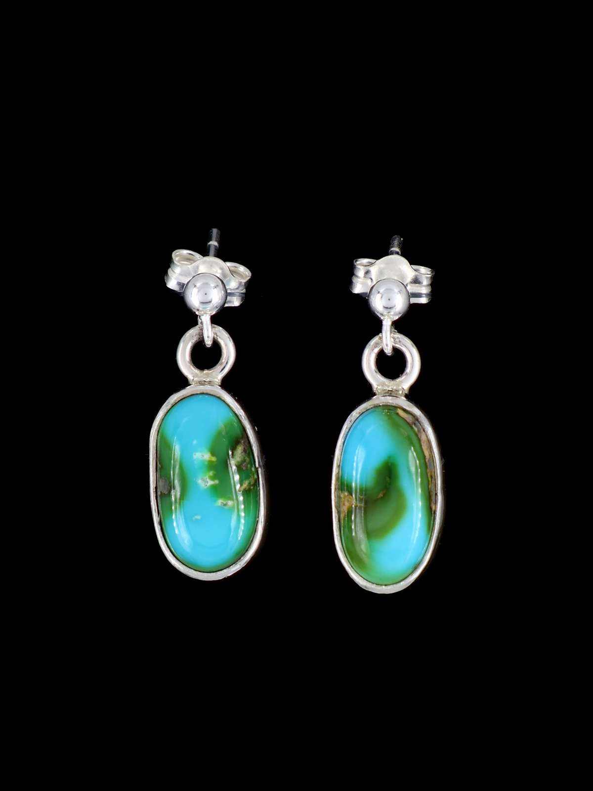 Navajo Sterling Silver Sonoran Gold Turquoise Post Earrings