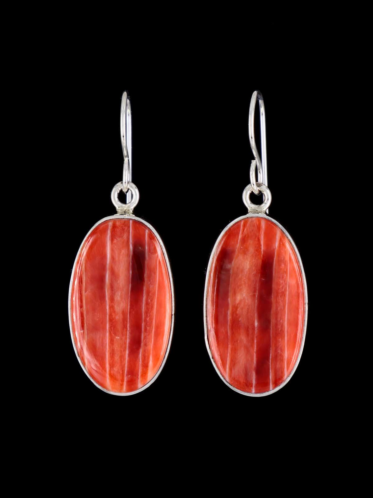 Navajo Sterling Silver Spiny Oyster Dangle Earrings