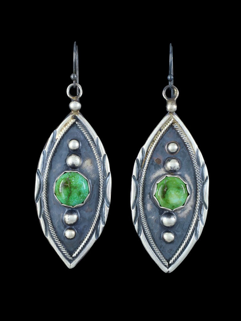 Native American Sterling Silver Sonoran Gold Turquoise Dangle Earrings - PuebloDirect.com