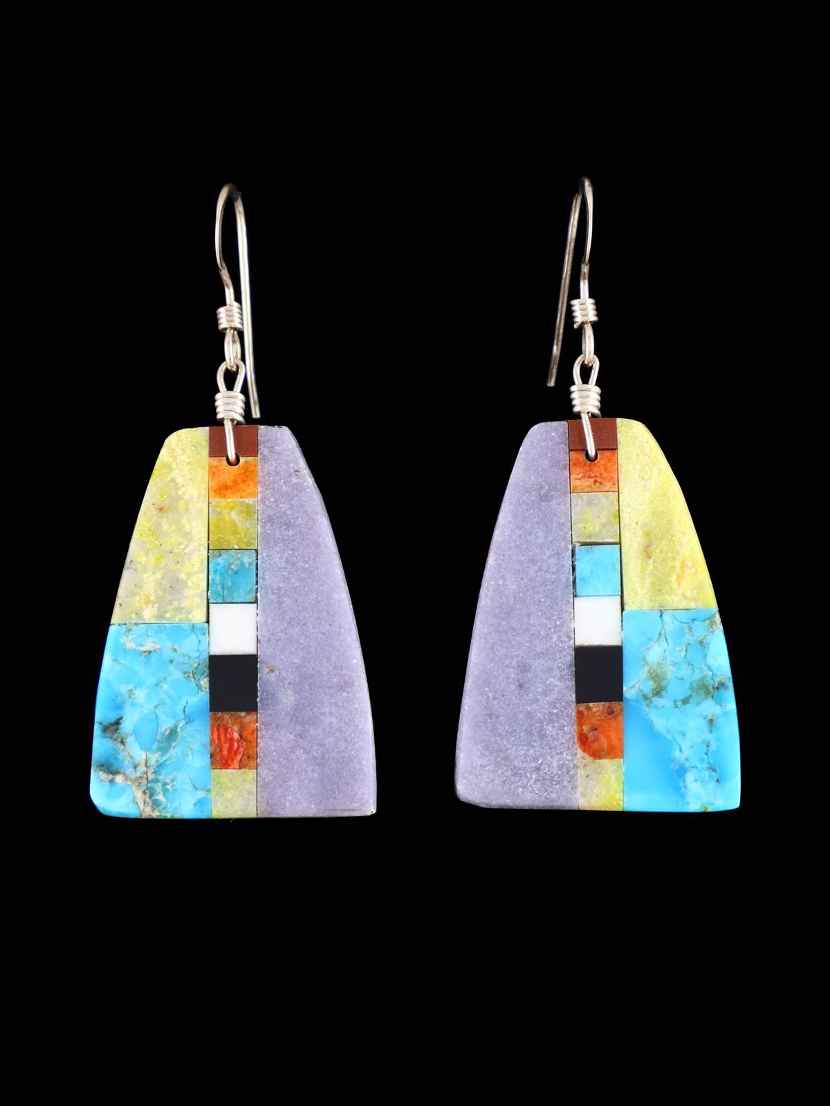 Mosaic Multi Stone Santo Domingo Inlay Earrings - PuebloDirect.com