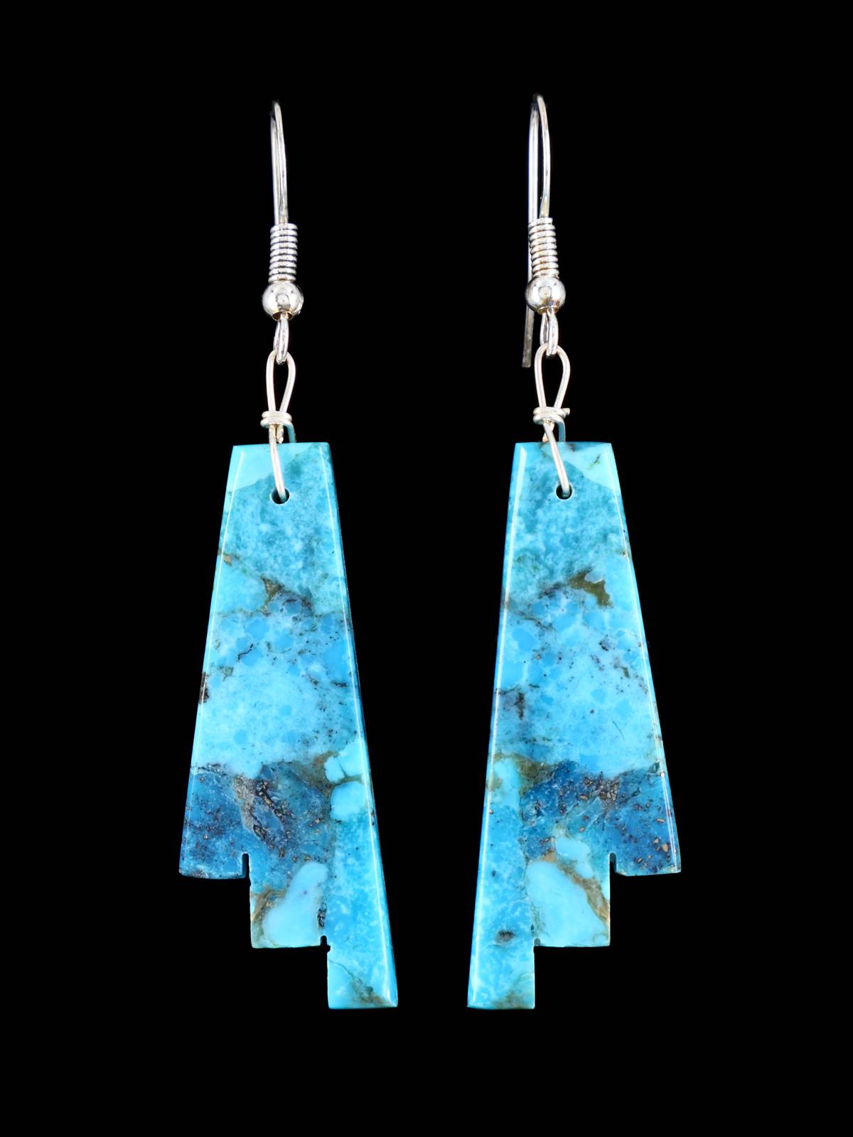 Navajo Turquoise Slab Earrings - PuebloDirect.com