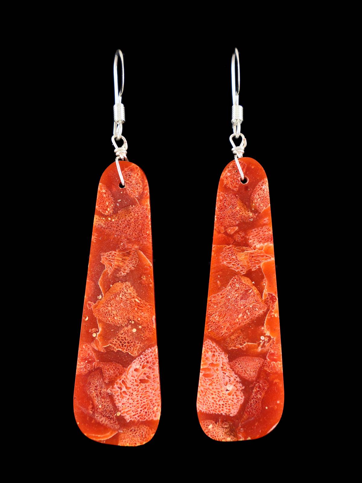 Navajo Apple Coral Slab Earrings - PuebloDirect.com