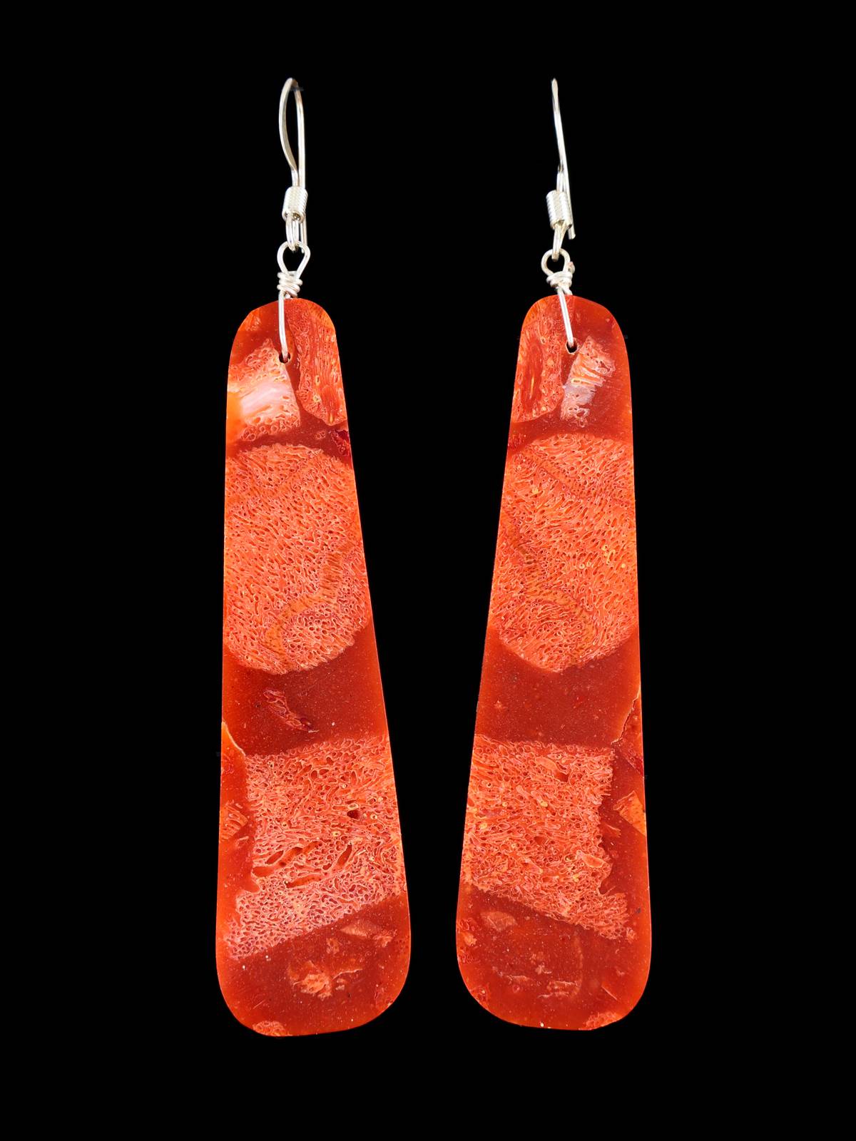 Navajo Apple Coral Slab Earrings - PuebloDirect.com