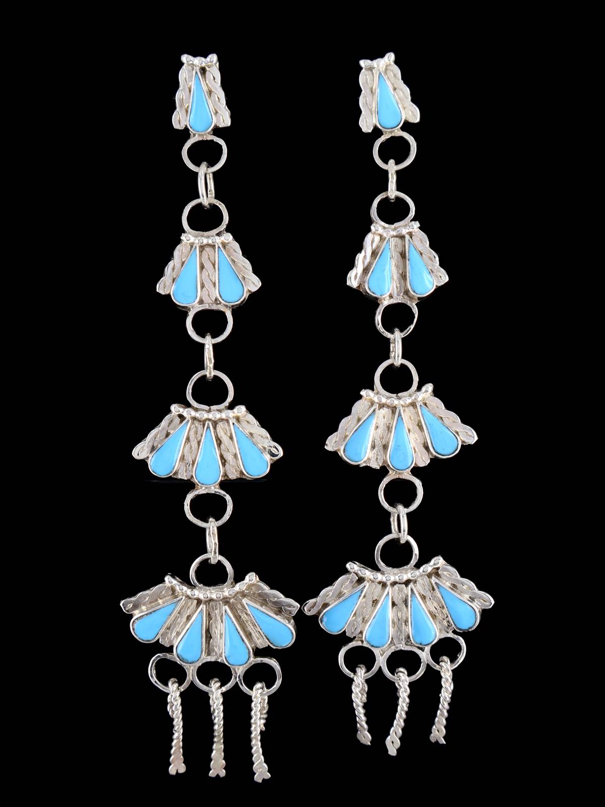 Zuni Jewelry Turquoise Post Dangle Earrings - PuebloDirect.com