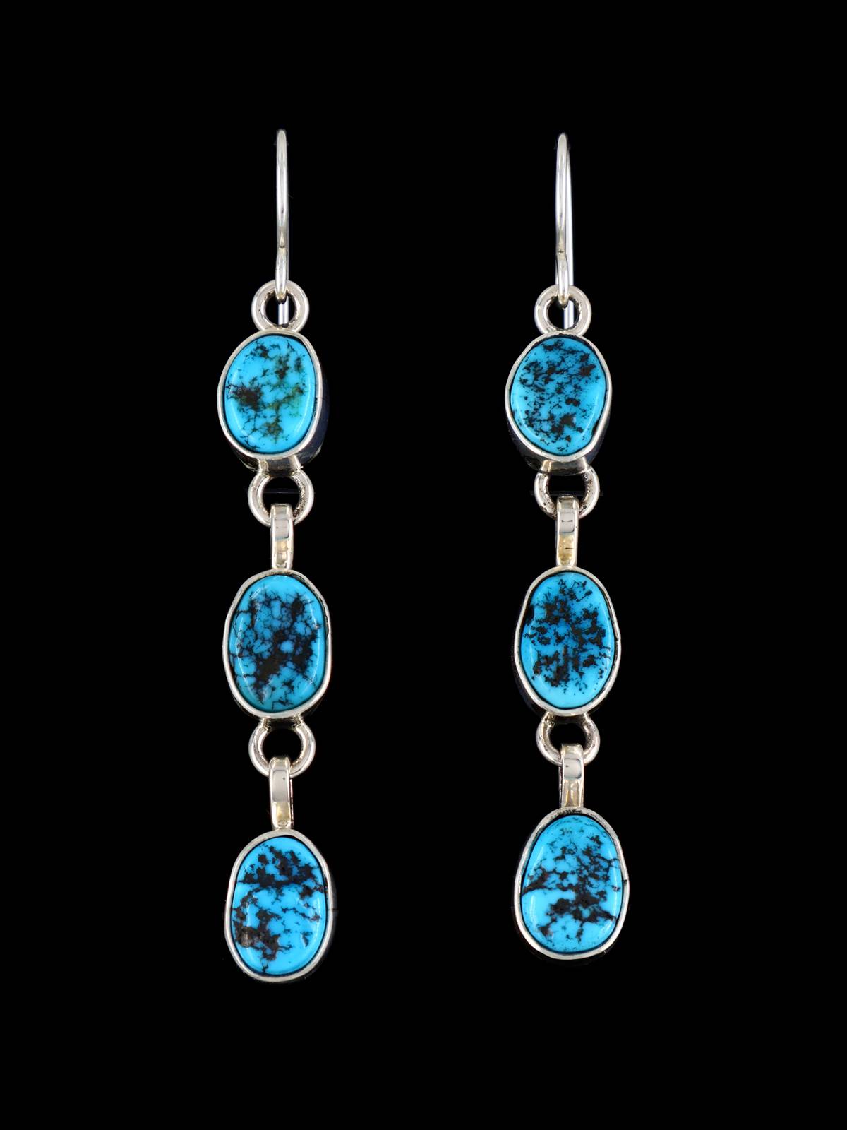Navajo Turquoise Sterling Silver Dangle Earrings - PuebloDirect.com
