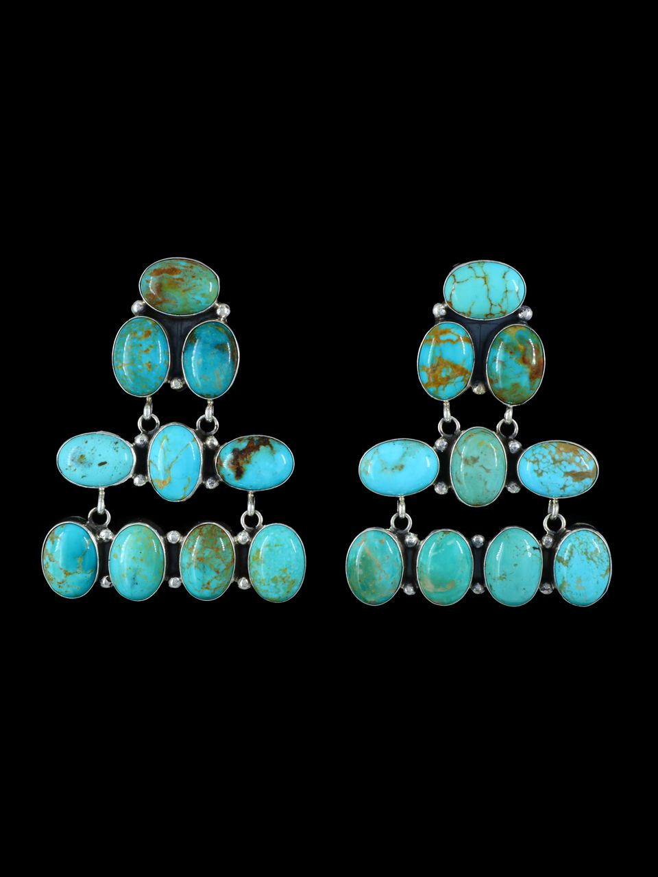 Navajo Sterling Silver Turquoise Post Earrings - PuebloDirect.com