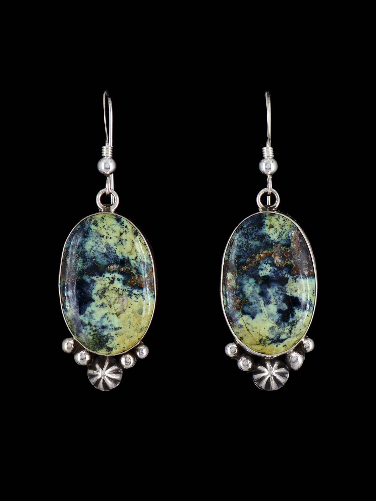 Native Jewelry Variscite Sterling Silver Dangle Earrings - PuebloDirect.com