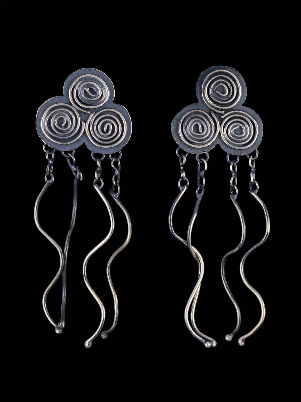 Native American Sterling Silver Rain Cloud Post Earrings - PuebloDirect.com